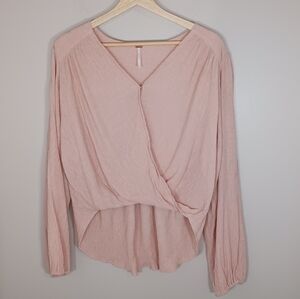 Free People Boho Blush Pink V-Neck Women's‎ Blouse Size XS